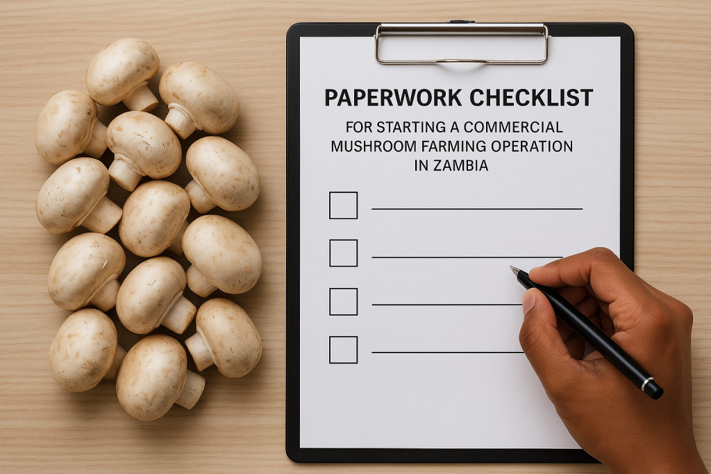 Paperwork Checklist for Starting a Commercial Mushroom Farming Operation in Zambia