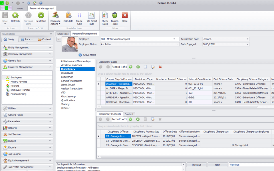 Sage Pastel Payroll dashboard